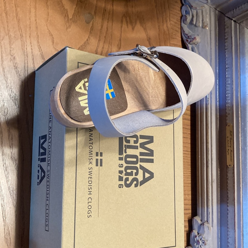 MIA Made in Europe Freja Mary Jane Swedish Clogs - Italian Leather Taupe  367sn - Picture 6 of 8